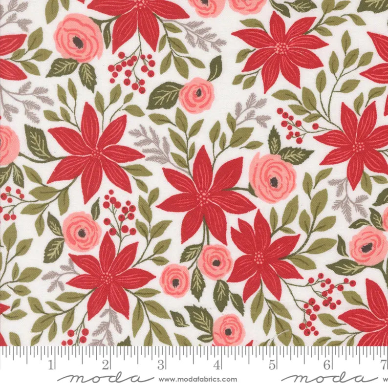 1/2m Berry and Pine Poinsettia Snow
