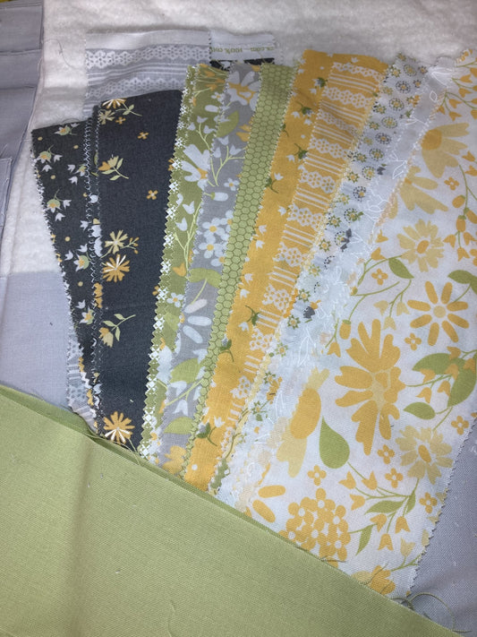 Jellyroll Square Throw Quilt Kit - Buttercup and Slate